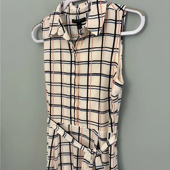 Banana Republic Plaid Sleeveless Belted Shirtdress 8P NWT - Picture 3 of 13
